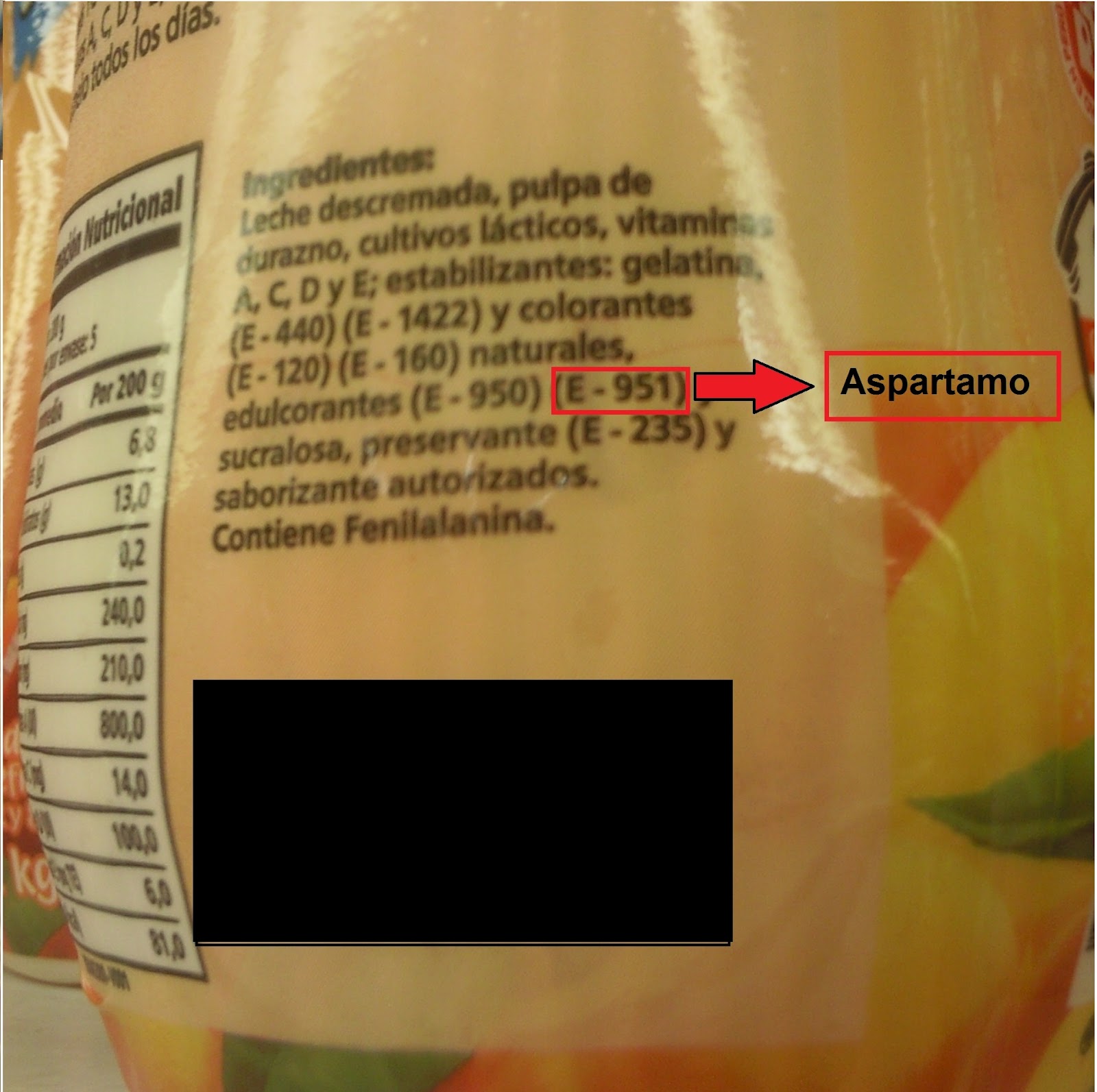 etiqueta aspartamo E-951